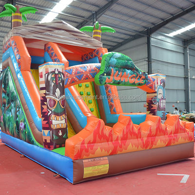 0.55mm PVC Tarpaulin JUNGLE Primitivo scivolo d'acqua con parete di arrampicata e scivolo rimbalzante
