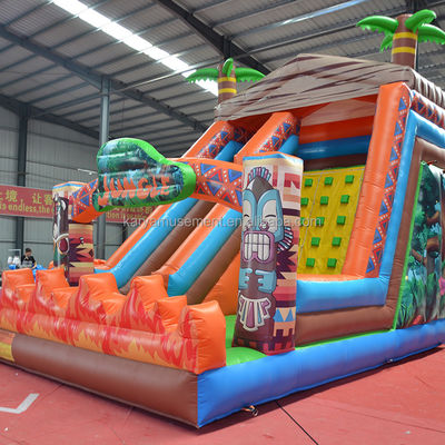0.55mm PVC Tarpaulin JUNGLE Primitivo scivolo d'acqua con parete di arrampicata e scivolo rimbalzante