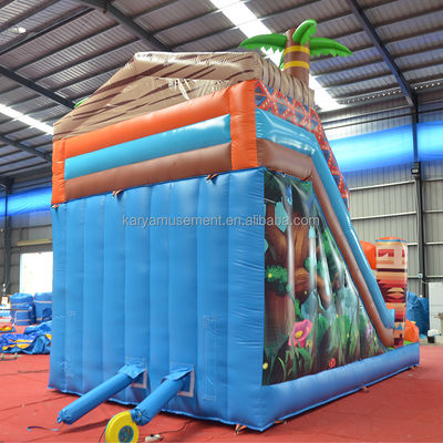 0.55mm PVC Tarpaulin JUNGLE Primitivo scivolo d'acqua con parete di arrampicata e scivolo rimbalzante