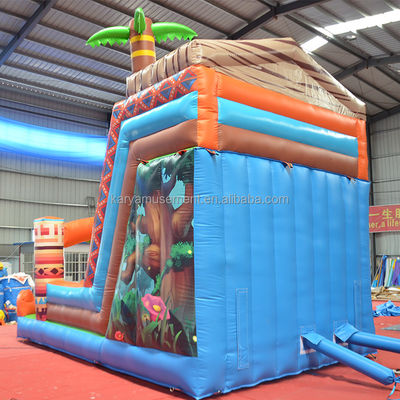 0.55mm PVC Tarpaulin JUNGLE Primitivo scivolo d'acqua con parete di arrampicata e scivolo rimbalzante