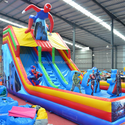 Scivolo gonfiabile Spiderman Popolare scivolo acquatico a due corsie per grandi parchi giochi