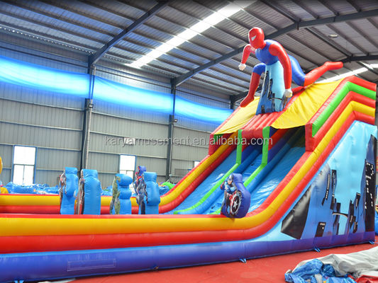 Scivolo gonfiabile Spiderman Popolare scivolo acquatico a due corsie per grandi parchi giochi
