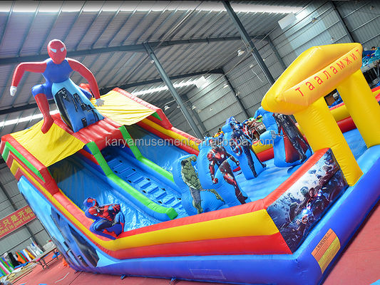 Scivolo gonfiabile Spiderman Popolare scivolo acquatico a due corsie per grandi parchi giochi