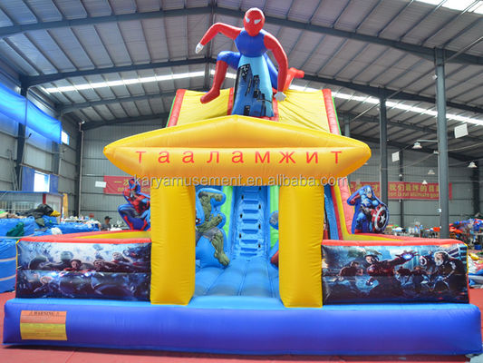 Scivolo gonfiabile Spiderman Popolare scivolo acquatico a due corsie per grandi parchi giochi