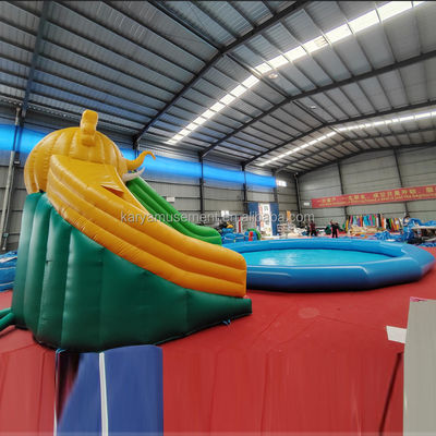 Colorato su misura PVC tema elefante gonfiabile parco acquatico combo scivolo per il parco giochi