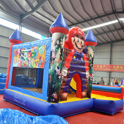 0.55mm PVC Vinyl Tarpaulin gonfiabile Mario Bounce House Combo Castle Slide con Blower