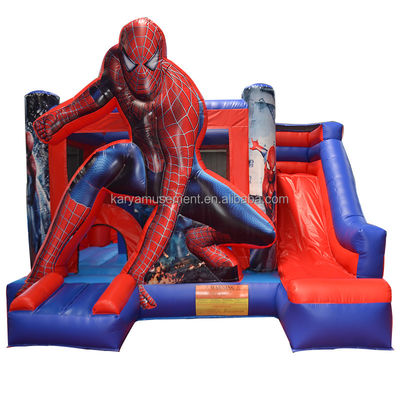 Intrattenimento all'aperto e all'interno tema Spiderman Inflatabile castello gonfiabile con scivolo