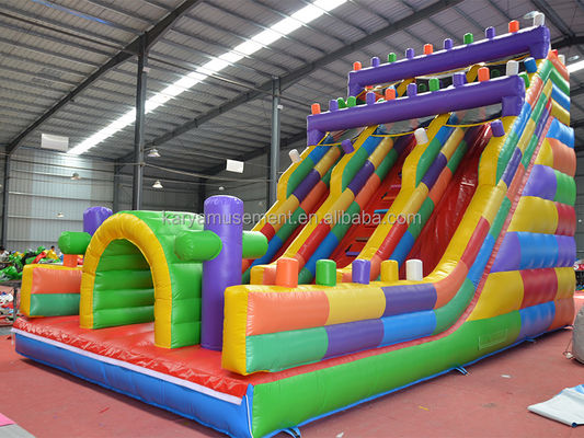 Blocco gonfiabile a 2 corsie larghe 19 piedi scivolo bagnato e asciutto per bambini Parco festa all'aperto