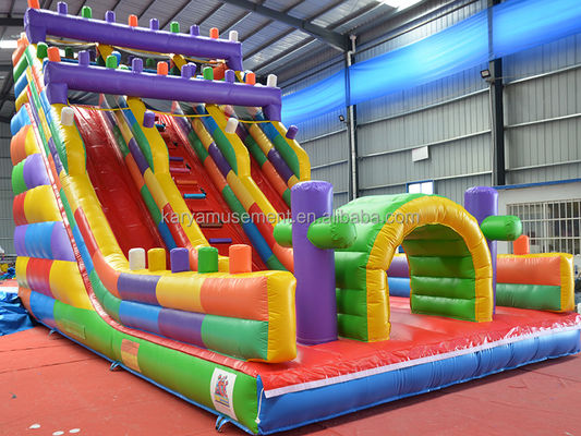 Blocco gonfiabile a 2 corsie larghe 19 piedi scivolo bagnato e asciutto per bambini Parco festa all'aperto