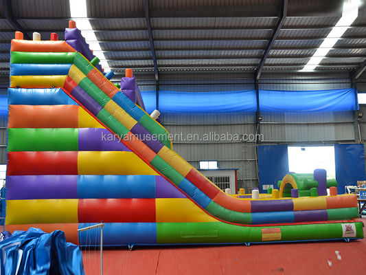 Blocco gonfiabile a 2 corsie larghe 19 piedi scivolo bagnato e asciutto per bambini Parco festa all'aperto
