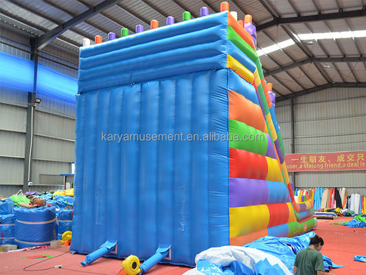 Blocco gonfiabile a 2 corsie larghe 19 piedi scivolo bagnato e asciutto per bambini Parco festa all'aperto