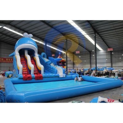 CE Blower e accessori di riparazione inclusi parco acquatico gonfiabile con scivolo per squali