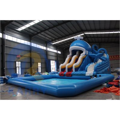 CE Blower e accessori di riparazione inclusi parco acquatico gonfiabile con scivolo per squali