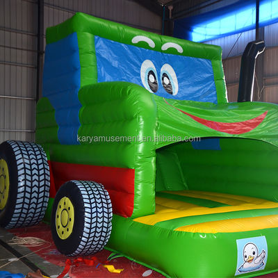 Bambini Indoor Outdoor Bungee Trampoline gonfiabile Bouncy Castle Jumper Green Tractor