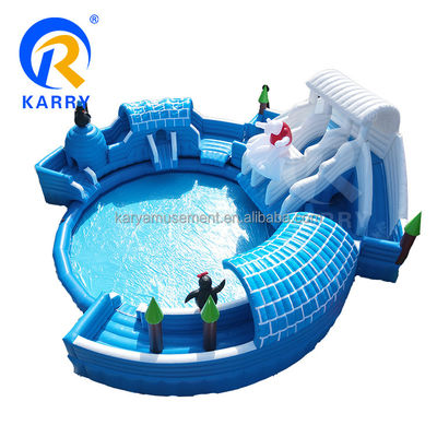 Piscina di grandi dimensioni Moonwalk Parco acquatico gonfiabile per bambini e adulti Urso polare scivolo d'acqua