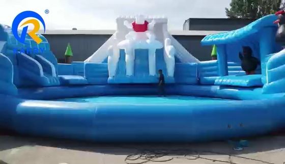 Piscina di grandi dimensioni Moonwalk Parco acquatico gonfiabile per bambini e adulti Urso polare scivolo d'acqua