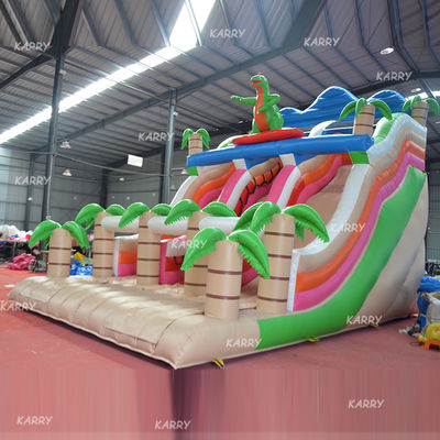 Festa di famiglia attrezzature di divertimento stampa digitale dinosauro scivolo castello gonfiabile