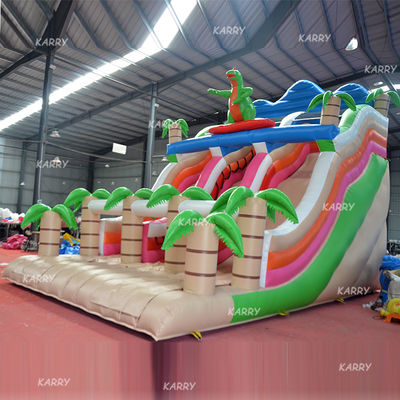 Festa di famiglia attrezzature di divertimento stampa digitale dinosauro scivolo castello gonfiabile
