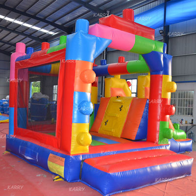 Combinazione di slide a castello gonfiabile a prezzi accessibili con un design di blocchi di costruzione alla moda
