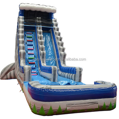Grande capacità 29ft Commerciale Cortile Grigio Marmo Slide d'acqua gonfiabile con piscina