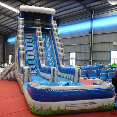 Grande capacità 29ft Commerciale Cortile Grigio Marmo Slide d'acqua gonfiabile con piscina