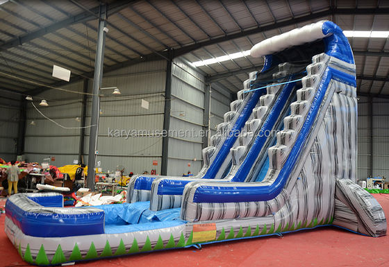 Grande capacità 29ft Commerciale Cortile Grigio Marmo Slide d'acqua gonfiabile con piscina