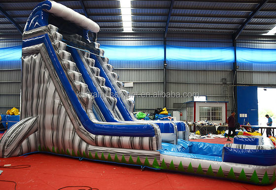 Grande capacità 29ft Commerciale Cortile Grigio Marmo Slide d'acqua gonfiabile con piscina