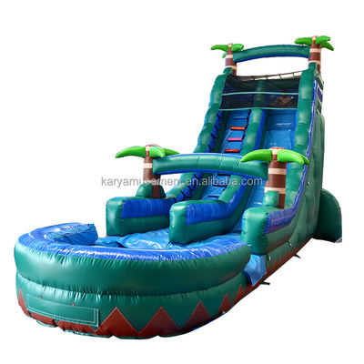 29ft Tropical Jump Water Slide Pool Commercial Backyard Big Palm Water Slide con piscina