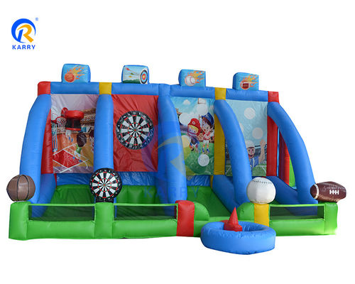 Giochi sportivi di tiro interattivi Arena PVC Carnevale gonfiabile all'aperto 4 in 1 Giochi di palle
