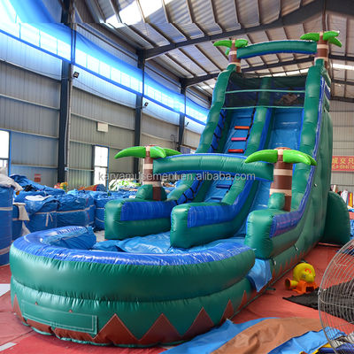 29ft Tropical Jump Water Slide Pool Commercial Backyard Big Palm Water Slide con piscina
