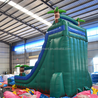 29ft Tropical Jump Water Slide Pool Commercial Backyard Big Palm Water Slide con piscina
