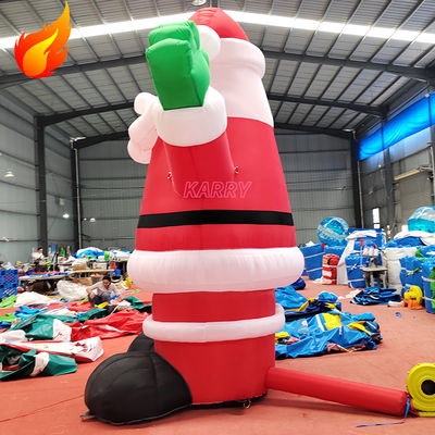 Festa di Natale calda 4 metri di altezza Babbo Natale gonfiabile gigante con caratteristiche portatili