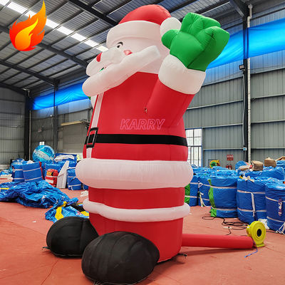 Festa di Natale calda 4 metri di altezza Babbo Natale gonfiabile gigante con caratteristiche portatili