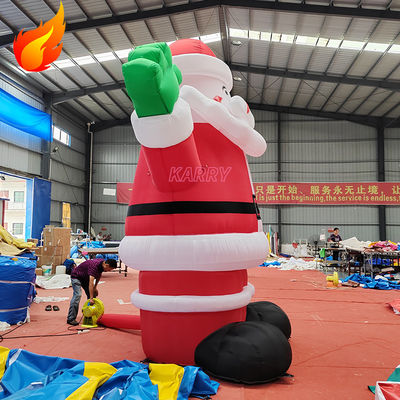 Festa di Natale calda 4 metri di altezza Babbo Natale gonfiabile gigante con caratteristiche portatili