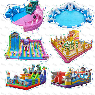 Parco acquatico gonfiabile unisex Water Fun 2024 su misura con scivolo portatile e castello