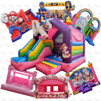 Bloccabile rosa rimbalzante rimbalzatore castello per bambini bambini giochi combo diapositiva