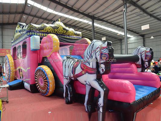 Casa gonfiabile a rimbalzo con scivolo tema Princess Carriage Capacità massima 100-500kg
