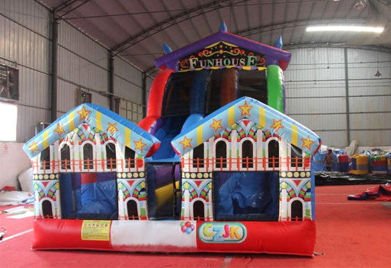 Parco di divertimenti essenziale grande arcobaleno in PVC funhuose gonfiabile scivolo bagnato e asciutto