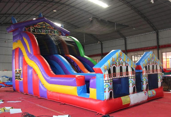 Parco di divertimenti essenziale grande arcobaleno in PVC funhuose gonfiabile scivolo bagnato e asciutto