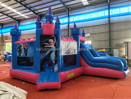 Gioco interno Grandi giochi a casa gonfiabile con tema della principessa congelata e diapositiva