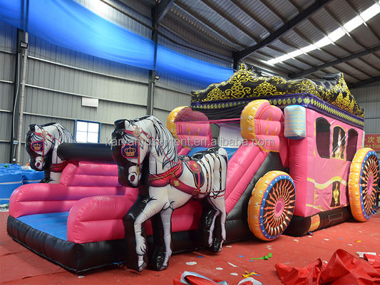 Miglior carrozza in PVC Princess Bouncer House Combo Bounce Slide gonfiabile rosa con soffiatore