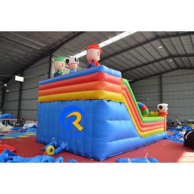 Parco giochi per bambini all'aperto Mario tema trampolino aereo gonfiabile castello rimbalzante con scivolo