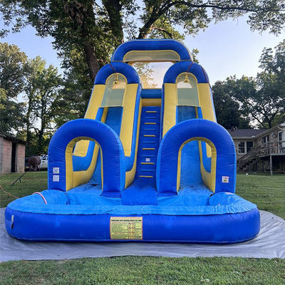 Big Kids Splash Pool Fun PVC Double Lane Water Slide gonfiabile con dimensioni personalizzate