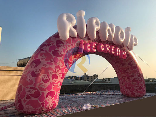 Pubblicità all'aperto Arco di ingresso gonfiabile con disegno e stampa rosa personalizzati