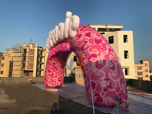 Pubblicità all'aperto Arco di ingresso gonfiabile con disegno e stampa rosa personalizzati