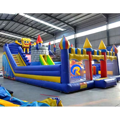 Parco giochi blu gonfiabile castello a ripresa per bambini OEM accettato classico disegno animato