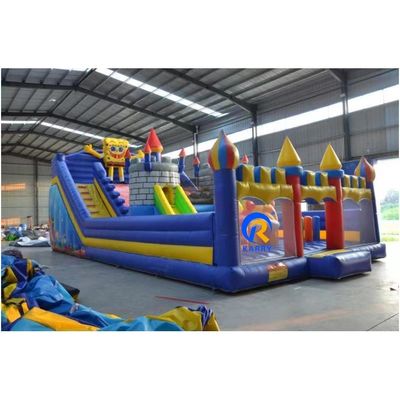 Parco giochi blu gonfiabile castello a ripresa per bambini OEM accettato classico disegno animato