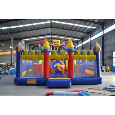 Parco giochi blu gonfiabile castello a ripresa per bambini OEM accettato classico disegno animato