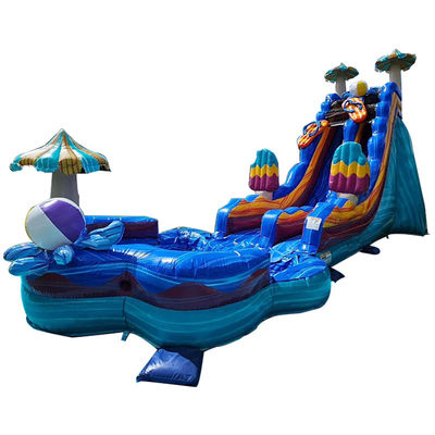 Giochi di scivoli d'acqua di colore oceanico stimolanti PVC gonfiabile con grande piscina a forma di fiore