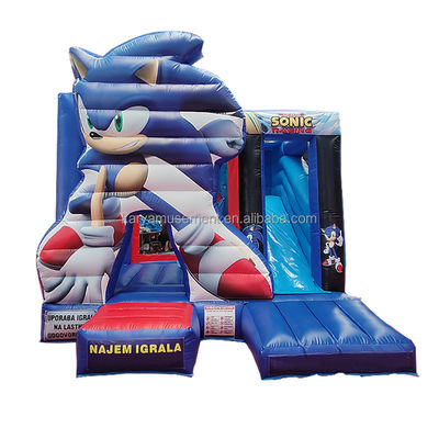 Caratteristiche unisex personalizzate Sonic Bounce House Combo Slide gonfiabile per noleggio di feste
